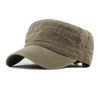 Yixda Unisex Vintage Military Army Flat Cap Adjustable Baseball Cap - Green - One size