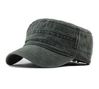 Yixda Unisex Vintage Military Army Flat Cap Adjustable Baseball Cap - Green - One size