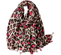 Yixda Women's Warm Scarf Leopard Long Scarves Ladies Long Animal Print Versatile Shawl & Wraps (A01 Rose Red, One Size)