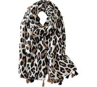 Yixda Women's Warm Scarf Leopard Long Scarves Ladies Long Animal Print Versatile Shawl & Wraps (A02 Beige, One Size)