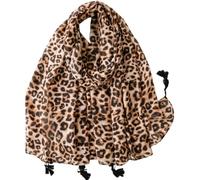 Yixda Women's Warm Scarf Leopard Long Scarves Ladies Long Animal Print Versatile Shawl & Wraps (C02 Brown, One Size)