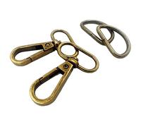 YIXI-SBest 10 Sets 1" Inside Diameter Oval Ring Lobster Clasp Claw Swivel with D-Rings for Strap Push Gate Lobster Clasps Hooks Swivel Snap Fashion Clips (1 inch, Antique Brass)