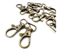 YIXI-SBest 10Pcs 360° Metal Swivel Trigger Snap Hooks Lobster Claw Clasps, Wide 1/2 Inch D Ring, Large Size Keychain Hooks, 13 mm in ID, 36 mm in Length (1/2", Antique Brass-1)