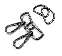 YIXI-SBest 20 Pcs Square Ring Lobster Clasp Claw Swivel with D Rings for Strap Push Gate Lobster Clasps Hooks Swivel Snap Fashion Clips, Gunmetal 1 Inch
