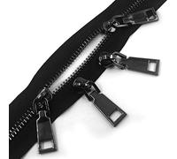 YIXI-SBest #5 Metal Zippers 4 Yards Sewing Zippers Bulk DIY Zipper by The Yard Bulk with 10PCS Slider-Long Zippers for Tailor Sewing Crafts Bag (Gunmetal Teeth Black Tape)