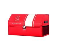 YIXIEDING Genuine Leather Organiser for Peugeot 508 PSE 2020 2021 2022 2023 2024 2025 Boot, Sturdy Carry Handles, Secure Lid, Waterproof, Collapsible Storage Box, Essential Accessories,Red1