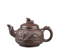 Yixing Zisha Ceramic Teapot Large Capacity Pure Handmade Plum Blossom Dragon Phoenix Teapot Household Large Kungfu Tea Set, Red