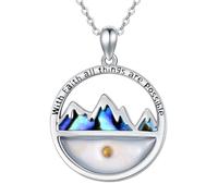 Yixinjew Rose Gold Mountain Mustard Seed Pendant Necklace Stainless Steel Inspiration Faith Jewelry for Women, Stainless Steel, No Gemstone