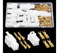 YIXISI 100 PCS 2.8mm 4 Pin Automotive Electrical Wire Connectors Kit, Male/Female Wire Connector Housing and Pin Header Crimp Wire Terminals, for Motorcycle, Bike, Car, Boats (White)