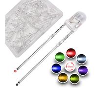 YIXISI 100 PCS 3mm RGB 7-Colors Slow Blinking LED Diodes Light, 3.0-3.4 V 2-Pin Light Emitting Diodes, Transparent LED Emitting Diode