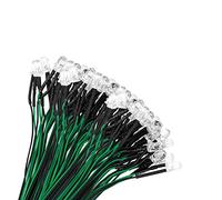 YIXISI 100 PCS 5mm LED Diodes Light, Emitting Diode, Round Head LED Lamp, Ultra Bright 12V, 20cm Pre Wired, Green