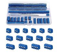 YIXISI 100 PCS PCB Mount Screw Terminal Block, 5mm Pitch 2/3 /4 Pin Screw Terminal Block Connector, for Arduino DIY Project, Blue
