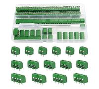 YIXISI 100 PCS PCB Mount Screw Terminal Block, 5mm Pitch 2/3/4 Pin Screw Terminal Block Connector, for Arduino DIY Project，Green