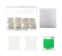 YIXISI 100 PCS Plastic Floss Thread Bobbins, Embroidery Floss Cross Stitch Organizer, with Storage Box & Number Stickers, Embroidery Floss Bobbins Card, for Cotton Thread Sewing Storage, White