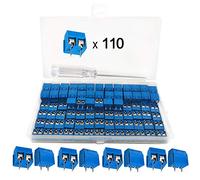 YIXISI 110 PCS Universal PCB Board Kit, 5mm Pitch 2 Pin PCB Mount Screw Terminal Block Connector for Arduino
