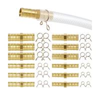 YIXISI 12 PCS 6/8/10/12 mm 2-Way Brass Fuel Hose Connector with 24 PCS Hose Clamps, for Air, Water, Gas, Oil