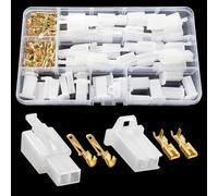 YIXISI 120 PCS 2.8mm 2 Pin Automotive Electrical Wire Connectors Kit, Male/Female Wire Connector Housing and Pin Header Crimp Wire Terminals, for Motorcycle, Bike, Car, Boats (White)