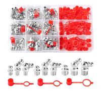 YIXISI 120 PCS M6/M8/M10 Grease Nipple Assortment Kit, Straight 90° 45° Grease Fitting Set, Hydraulic Grease Fittings, with Plastic Grease Fitting Cap, for Mechanical Equipment