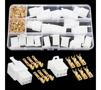 YIXISI 140 PCS 2.8mm 6 Pin Automotive Electrical Wire Connectors Kit, Male/Female Wire Connector Housing and Pin Header Crimp Wire Terminals, for Motorcycle, Bike, Car, Boats (White)