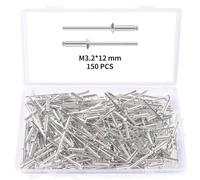 YIXISI 150 PCS M3.2x12 mm Dome Blind Rivet, Metal Rivets Pull Pop Rivets, Aluminium Pop Rivets Large Flange, for Fixing Component Construction Fasteners Furniture
