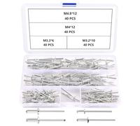 YIXISI 160 PCS 4 Sizes M3.2 / M4 / M4.8 Dome Blind Rivet Kit, Metal Rivets Pull Pop Rivets, Aluminium Pop Rivets Large Flange, for Fixing Component Construction Fasteners Furniture