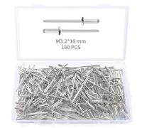 YIXISI 160 PCS M3.2x10 mm Dome Blind Rivet, Metal Rivets Pull Pop Rivets, Aluminium Pop Rivets Large Flange, for Fixing Component Construction Fasteners Furniture