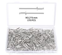 YIXISI 170 PCS M3.2x8 mm Dome Blind Rivet, Metal Rivets Pull Pop Rivets, Aluminium Pop Rivets Large Flange, for Fixing Component Construction Fasteners Furniture