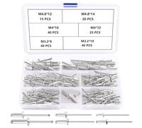 YIXISI 180 PCS 6 Sizes M3.2 / M4 / M4.8 Dome Blind Rivet Kit, Metal Rivets Pull Pop Rivets, Aluminium Pop Rivets Large Flange, for Fixing Component Construction Fasteners Furniture