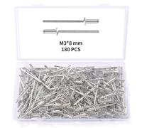 YIXISI 180 PCS M3x8 mm Dome Blind Rivet, Metal Rivets Pull Pop Rivets, Aluminium Pop Rivets Large Flange, for Fixing Component Construction Fasteners Furniture