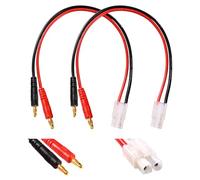 YIXISI 2 PCS Compatible with Tamiya to 4.0 Banana Plug RC Battery Charge Cable, Compatible with Tamiya Connector to 4.0 Banana Connector with 30cm 16AWG Silicone Cable, for RC Helicopter Quadcopter