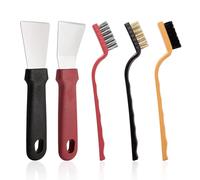 YIXISI 2 PCS Multi-Kitchen Cleaning Scraper and 3 PCS Stainless Steel Brass Nylon Brush, Cleaning Grease Scraper, for Cleaning Refrigerators, Tableware Ovens, Stoves, Induction Cookers