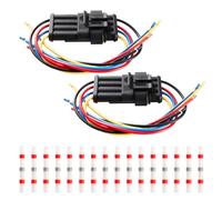 YIXISI 2 Sets 4 Pin Waterproof Car Electrical Connector with 20 AWG Wire, Car Wire Connector, Waterproof Electrical Terminal, with 16 PCS Solder Terminal, for Auto Motorcycle Scooter Truck Marine