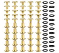 YIXISI 25 Set M5x6mm Chicago Binding Screws Kit, Book Binding Rivets, Leather Rivets, Binding Screws Posts, for DIY Leather Decoration Bookbinding, Gold