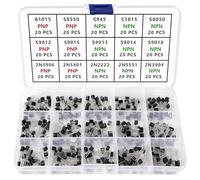 YIXISI 300 PCS 15 Values S9012 2N2222 2N5401 2N3906 C945 S8550 C1815 A1015 S9013 S8050 S9015 S9014 2N5551 2N3904 S9018 NPN PNP Power Transistor Assortment Kit