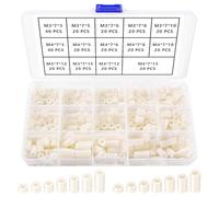 YIXISI 320 PCS ABS Round Spacer Assortment Kit, for M3 / M4 Screws, Non Threaded Column Standoff Support Spacer, OD 7mm, White