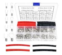 YIXISI 356 PCS M3/M4/M5/M6 Non-Insulated Ring Fork Terminals Kit, Ring Lug Crimp Cable Connectors, Non Insulated O Type Terminals, with Heat Shrink Tube, AWG 22-16 16-14 14-12