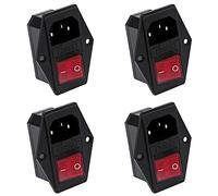 YIXISI 4 PCS AC 10A 250V Power Rocker Switch IEC320 C14, 3-Pin Power Socket Inlet Module Plug for 3D Printer, Male Power Rocket Switch with 10A Fuse