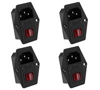 YIXISI 4 PCS AC 250V 10A IEC320 C14 3-in-1 Inlet Module Plug, 3 Pins Inlet Power Plug Socket for 3D Printer, Male Power Connector Socket Screw Mount with Switch & 10A Fuse & Lamp