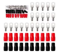 YIXISI 40 PCS M6 SC25-6 AWG4 Ring Terminals Connectors Kit, Copper Tube Terminals, Battery Cable Ends Terminals, with Insulation Sleeves, for Electrical Cable, Silver