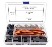 YIXISI 40 Sets 3 Pin JR Servo Connector, Universal Servo Cable Wire Connector and Male Female Crimping Pin Kit, with 3m 22AWG 3 Circuits Cable, Compatible with Futaba JR Hitec Spektrum RC Connectors