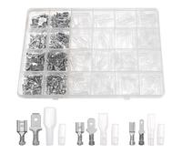 YIXISI 440 PCS 2.8mm 4.8mm 6.3mm Male and Female Wire Spade Connector Kit, Electrical Crimp Terminal Block Assortment Kit, with Insulating Sleeve, for Electrical Wiring Car Audio Speaker, Silver