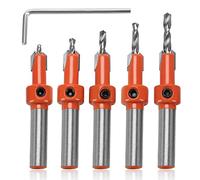 YIXISI 5 PCS 8mm HSS Countersink Drill Bit Set, Woodworking Chamfer Counter Bit, Tapered Drill Bit for Wood Drilling, with Hex Wrench and Screw