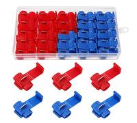 YIXISI 50 PCS Quick Splice Electrical Terminal Assortment Set, Quick Branch Connectors for Motorcycle, Automotive and Home Wiring Projects (25 PCS Red, 25 PCS Blue)