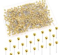 YIXISI 500 PCS Map Tacks, Plastic Round Head Tacks, Colorful Map Push Pins, Small Size Pushpins, Decorative Drawing Pins, for School, Office, Family, Interest, Cork Notice Board Marking, Gold