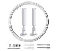 YIXISI 5m Wall Mount Curtain Wire Rod Set, Hanging Wire Curtain Drape Wire Rod, for Light/Lamp Photos Art Projects Clothesline (White)