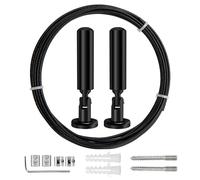 YIXISI 5m Wall Mount Curtain Wire Rod Set, Hanging Wire Curtain Drape Wire Rod, for Light/Lamp Photos Art Projects Clothesline (Black)