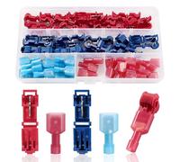 YIXISI 60 PCS (30 Pairs) T-Tap Electrical Wire Connectors, Assortment Kit of Quick Splice Self-Stripping Wire Terminals with Nylon Fully Insulated Male Spade Quick Disconnect, Red and Blue