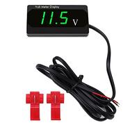 YIXISI DC 12V Waterproof Car Voltmeter with LED Digital Display, Voltage Tester Gauge Meter with Terminals for Boat Marine Vehicle Motorcycle Truck ATV UTV, Green LED