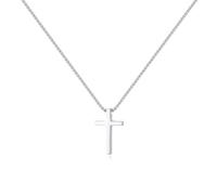 YixNahz Simple Silver Cross Necklace for Men, Stainless Steel Mens Cross Pendant Chain Necklace for Women Black Gold Rolo Link Chain 16-24 Inch Birthday Gift for Women Man, 22 inches + 2 inches