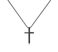 YixNahz Simple Silver Cross Necklace for Men, Stainless Steel Mens Cross Pendant Chain Necklace for Women Black Gold Rolo Link Chain 16-24 Inch Birthday Gift for Women Man, 20 inches + 2 inches